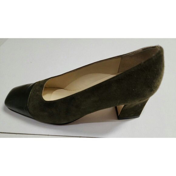 Rangoni Italy Womens Suede Leather Shoes 7B Green Mid-Heel 2.25" Slip On - Picture 3 of 12